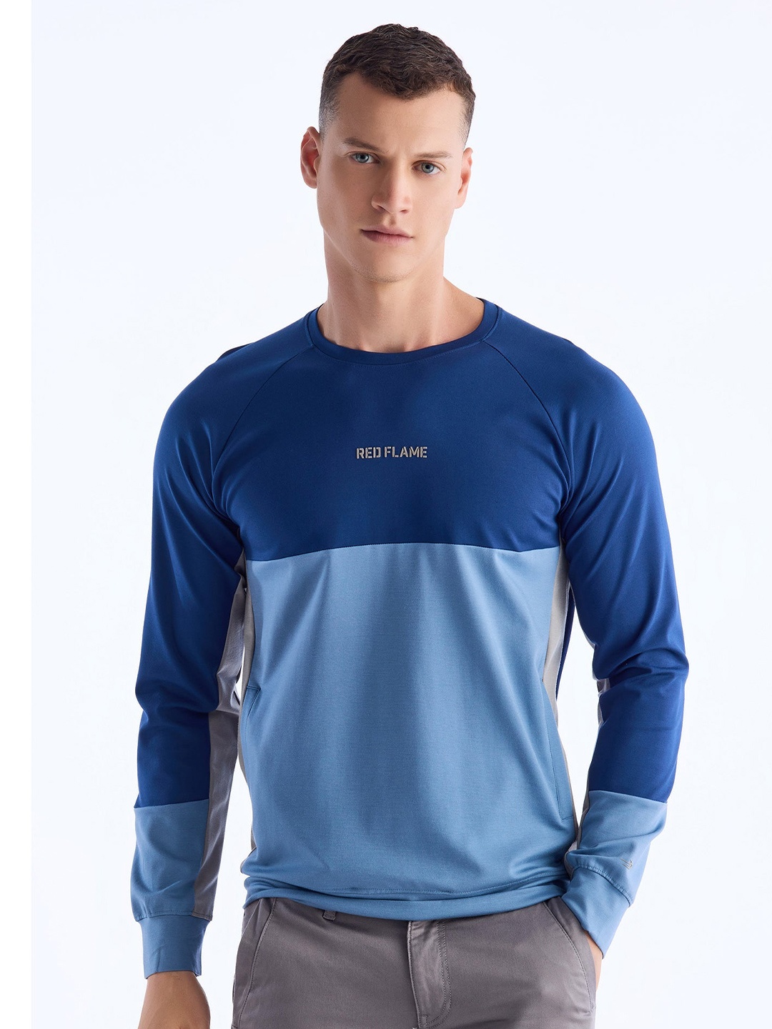 

Red Flame Men Sweatshirt, Blue