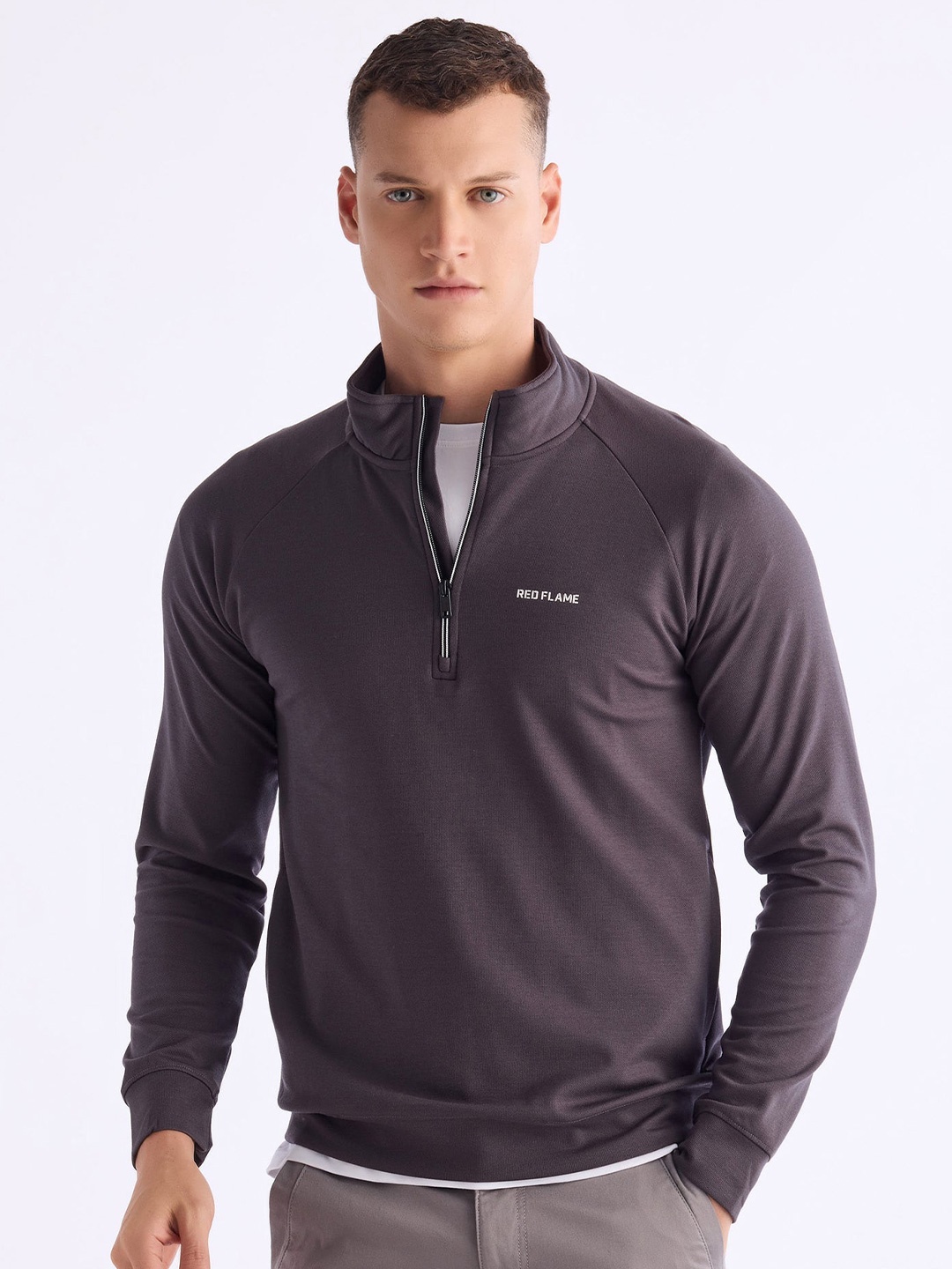 

Red Flame Men Sweatshirt, Grey