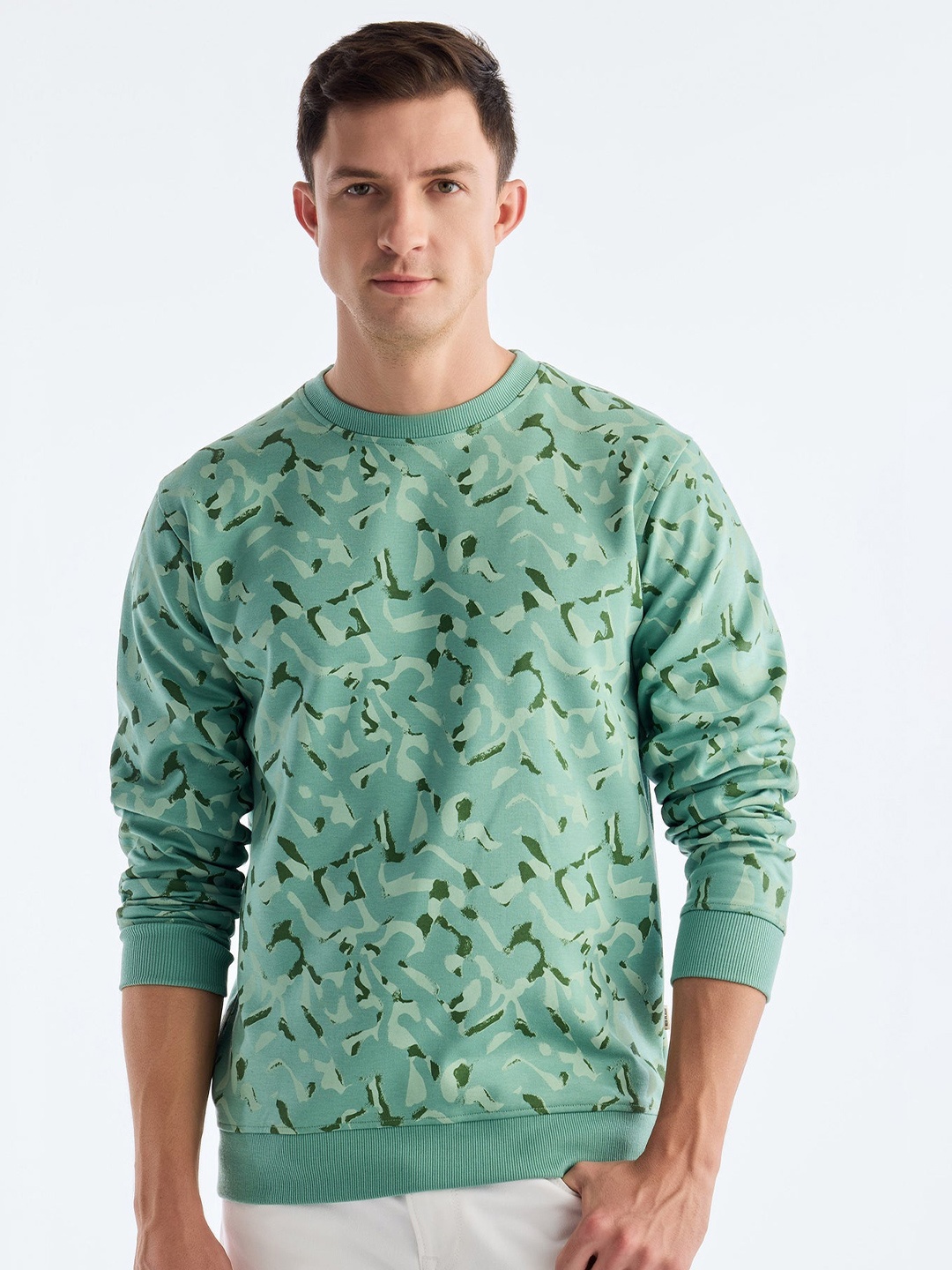 

Red Flame Men Printed Sweatshirt, Green