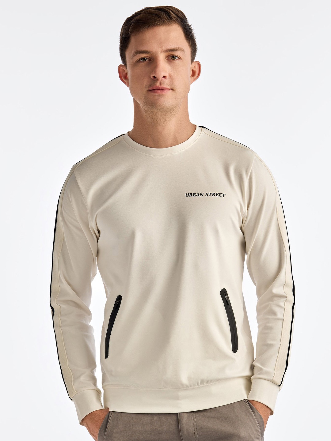 

Red Flame Men Sweatshirt, Cream