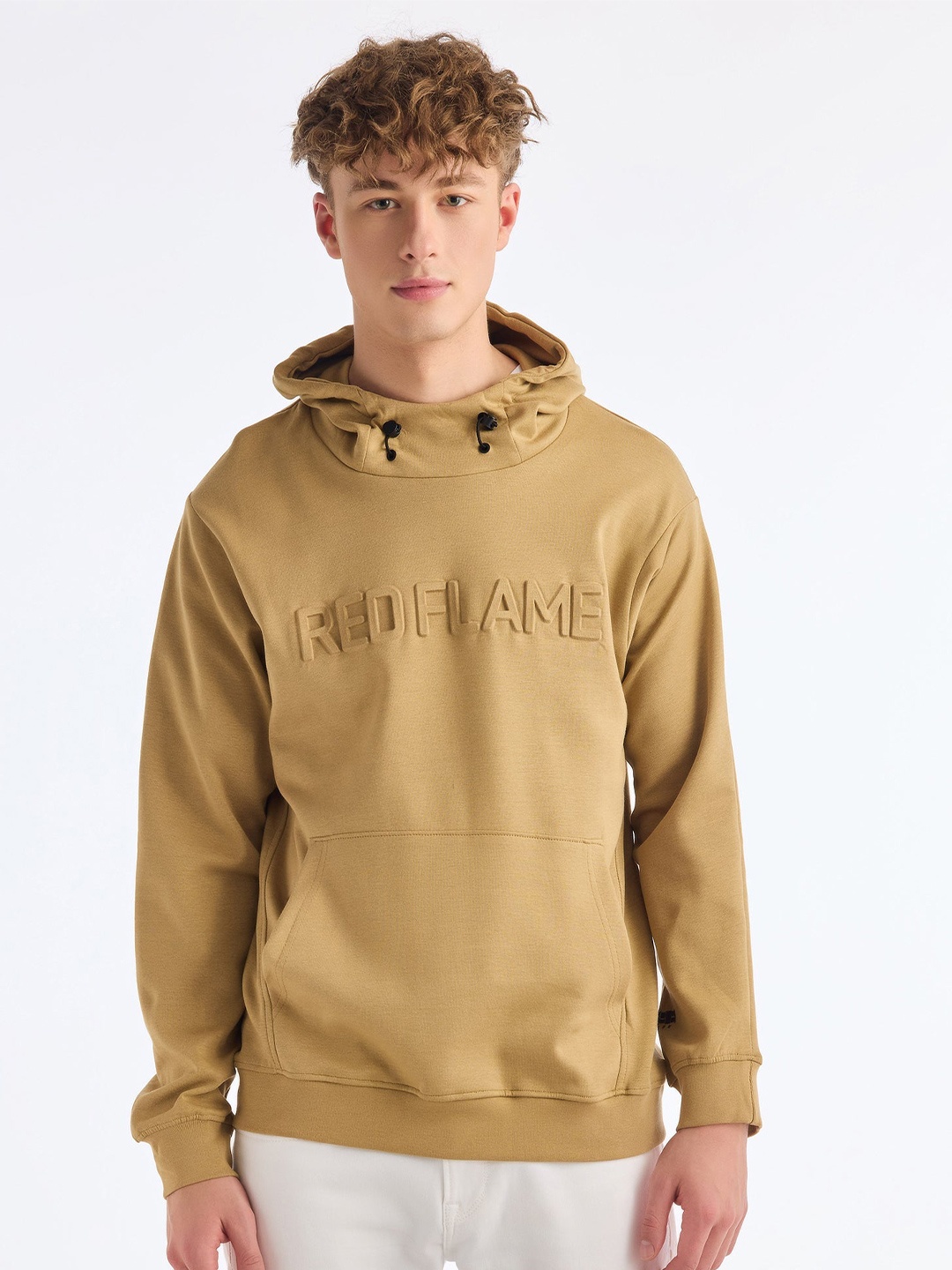 

Red Flame Men Hooded Sweatshirt, Khaki