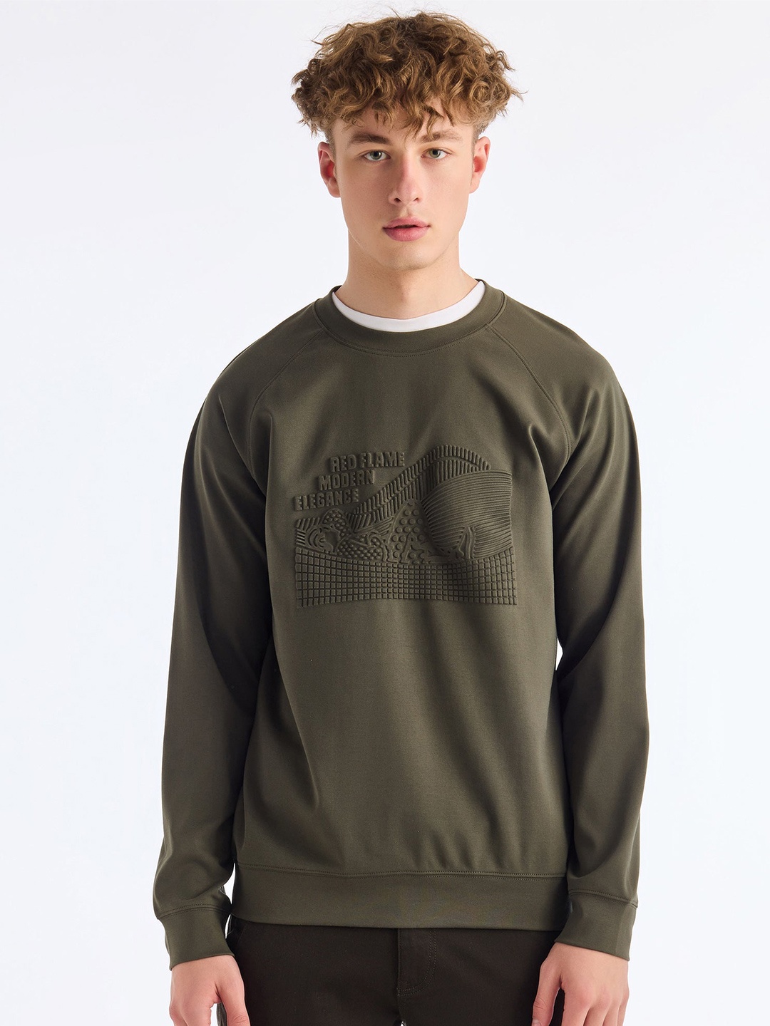 

Red Flame Men Printed Sweatshirt, Green