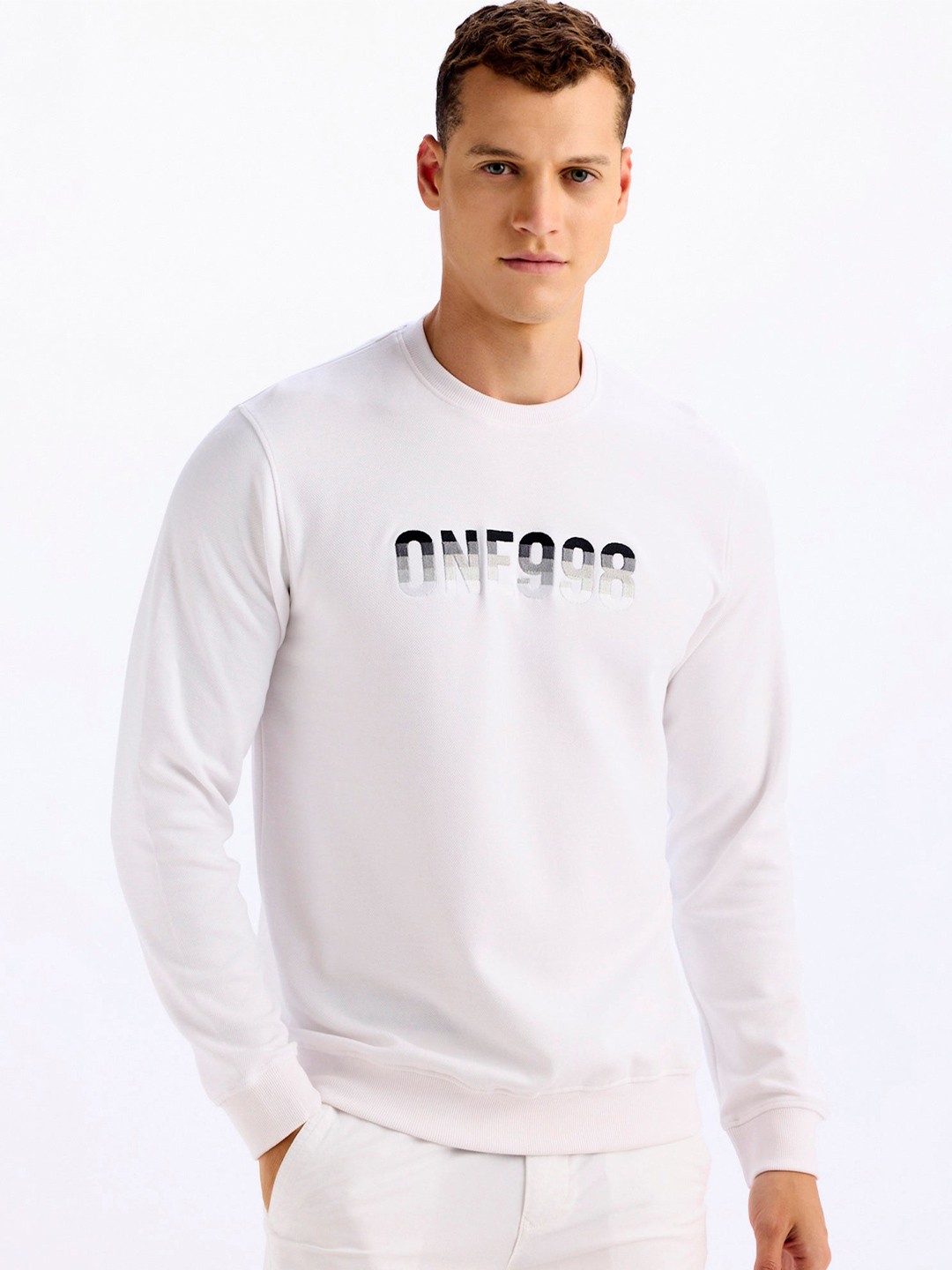 

Red Flame Men Sweatshirt, White