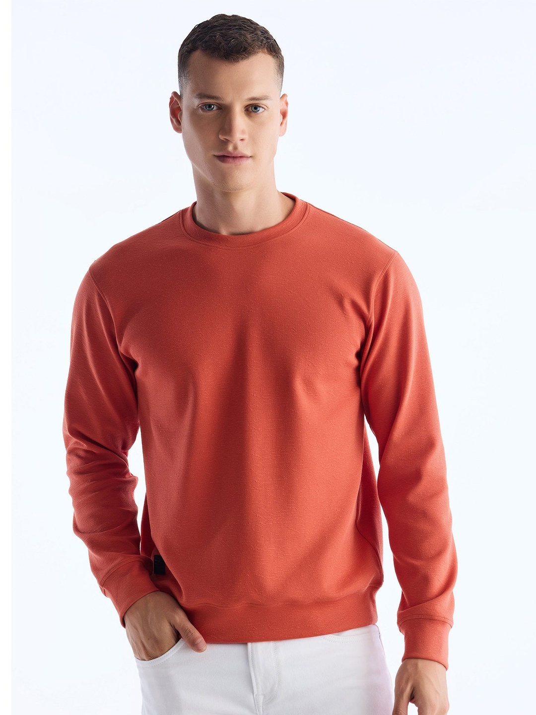 

Red Flame Men Sweatshirt, Peach