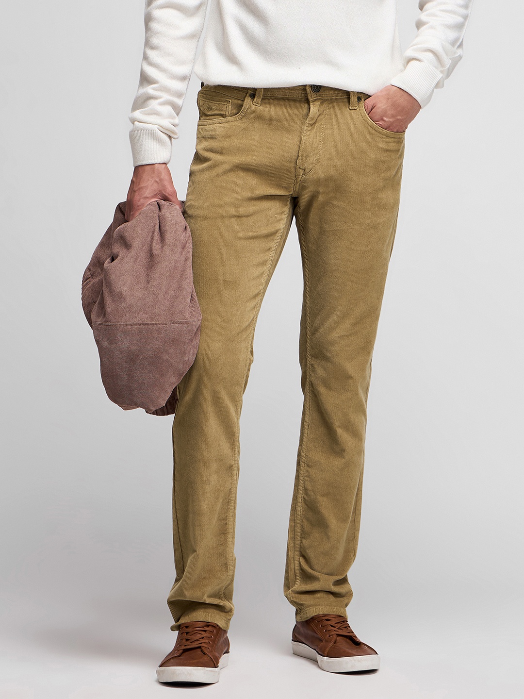 

DAGERRFLY Men Slim Fit Corduroy Stretchable Casual Trouser, Khaki