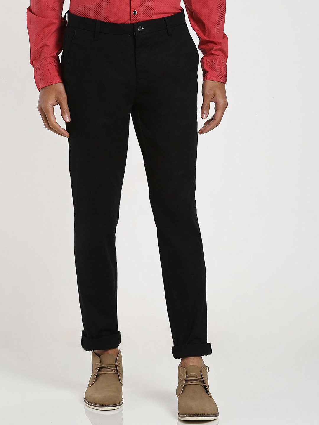 

Stori Men Stretchable Mid-Rise Slim Fit Chino Trouser, Black