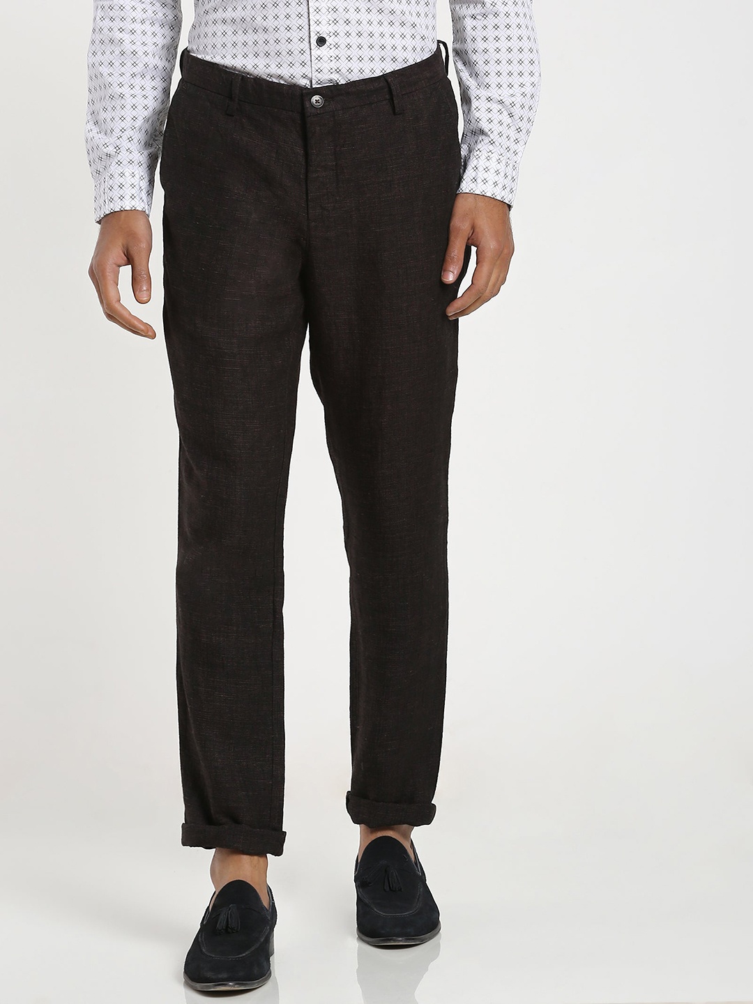 

Stori Men Stretchable Mid-Rise Slim Fit Regular Trouser, Brown