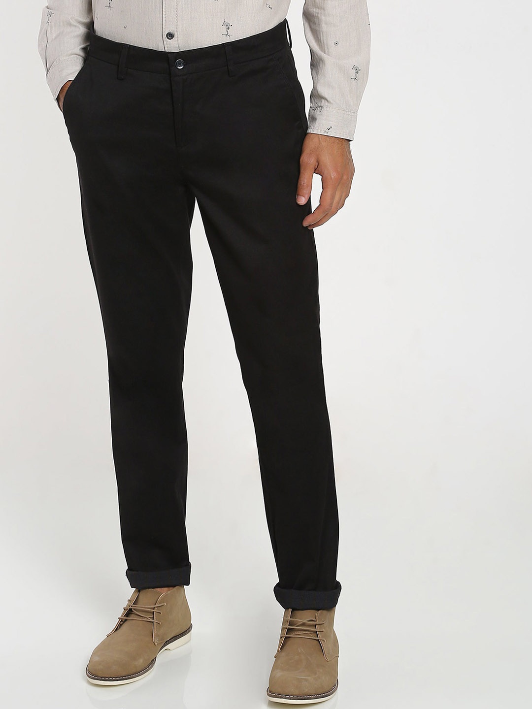 

Stori Men Stretchable Mid-Rise Slim Fit Chino Trouser, Black