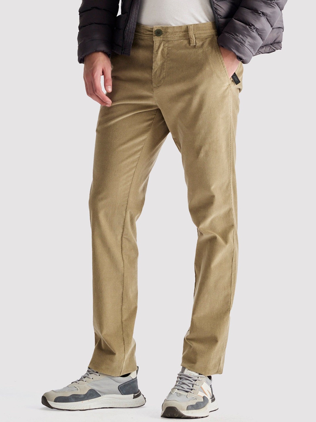 

Red Flame Men Slim Fit Cotton Regular Trousers, Brown