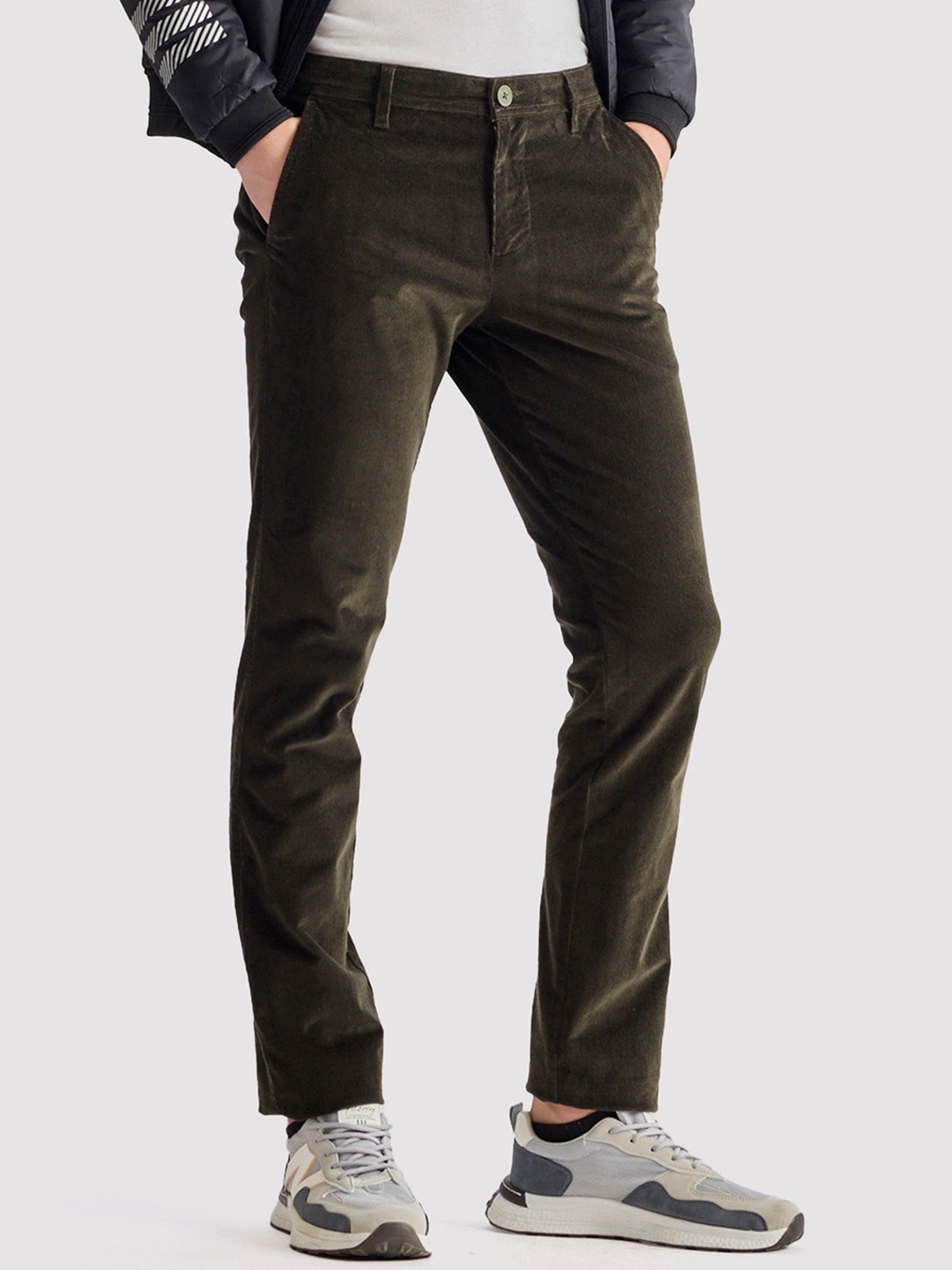 

Red Flame Men Slim Fit Mid-Rise Stretchable Casual Trouser, Olive