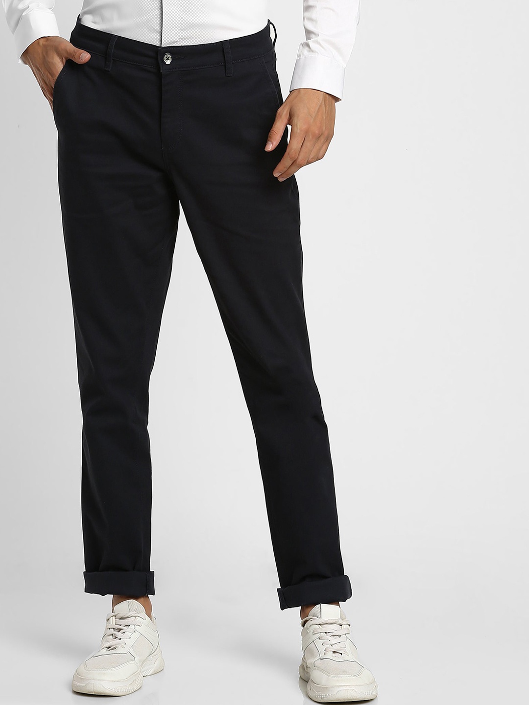 

Red Flame Men Slim Fit Mid-Rise Stretchable Casual Trouser, Navy blue