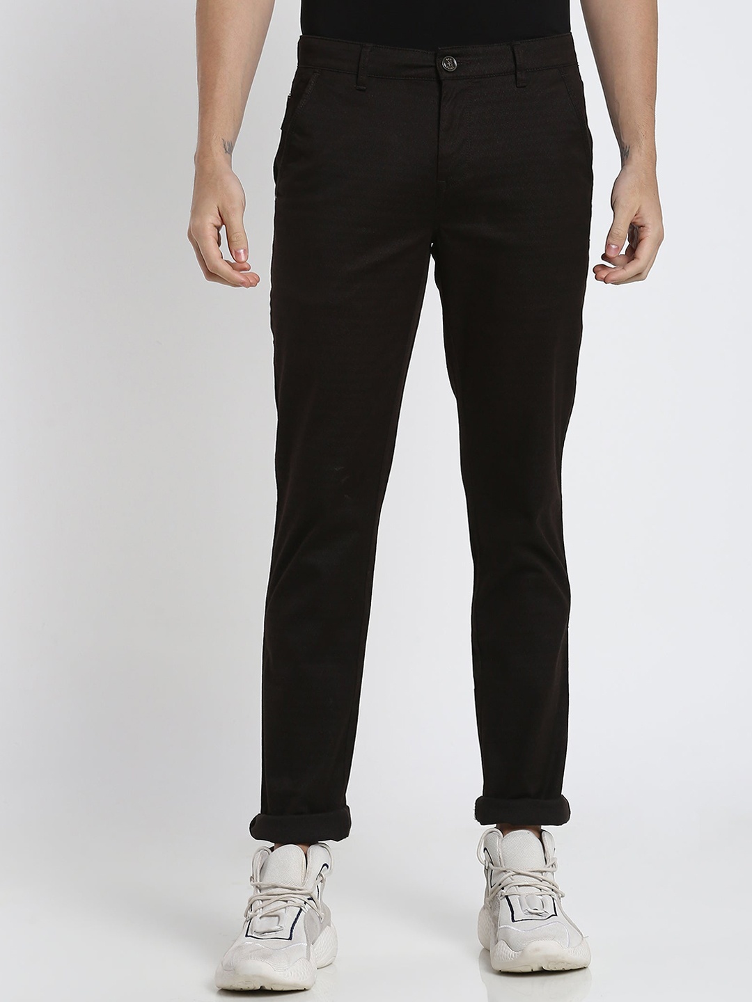 

Red Flame Men Mid-Rise Slim Fit Cotton Trousers, Purple