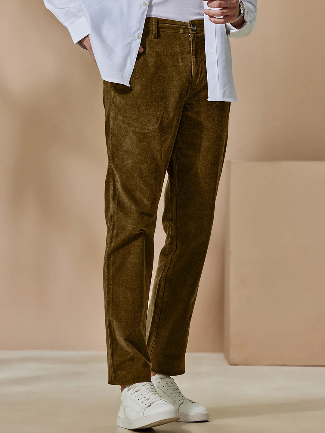 

Red Flame Men Mid-Rise Stretchable Cotton Trouser, Brown