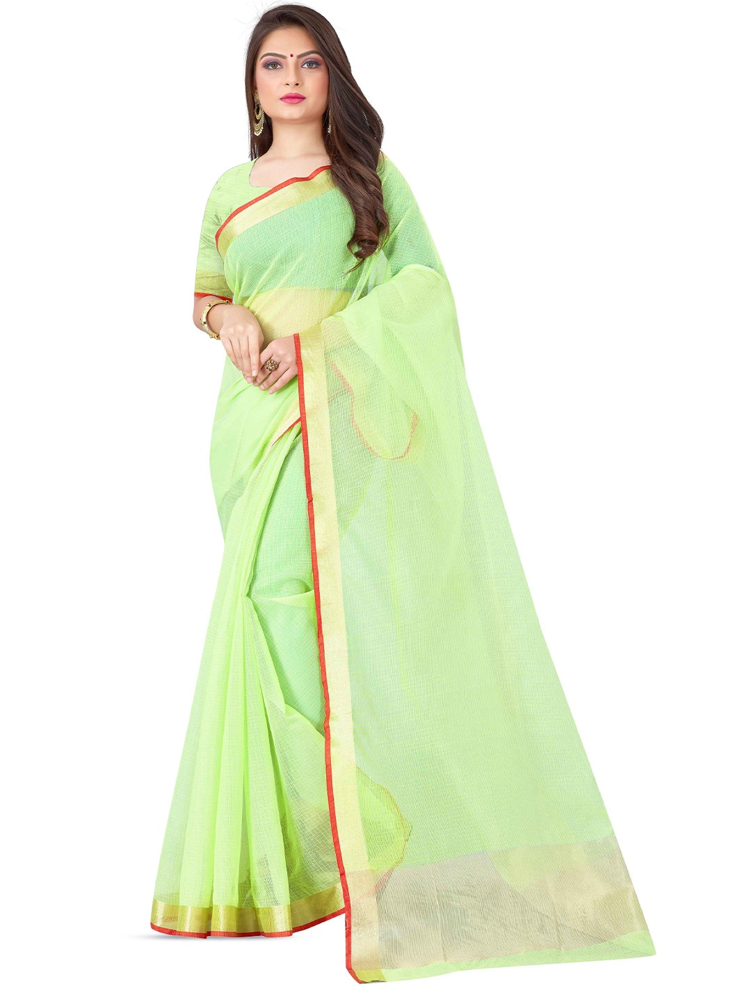 

suyukti creation Checked Kota Saree, Green