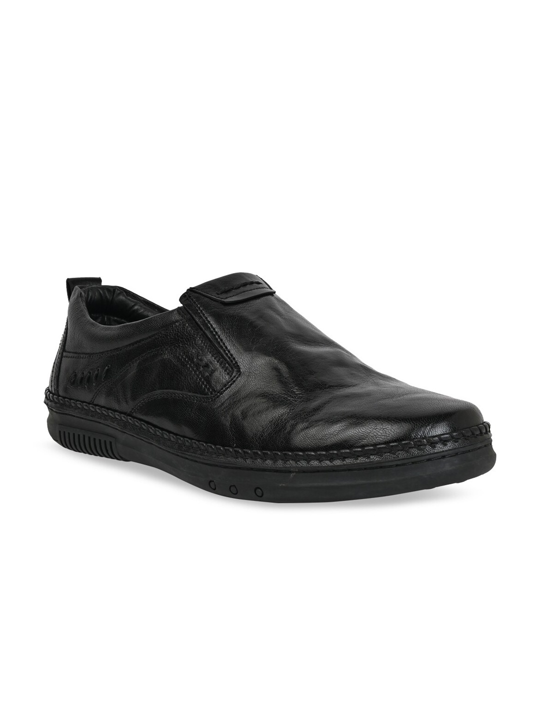 

Regal Men Round Toe Lightweight Leather Loafers, Black