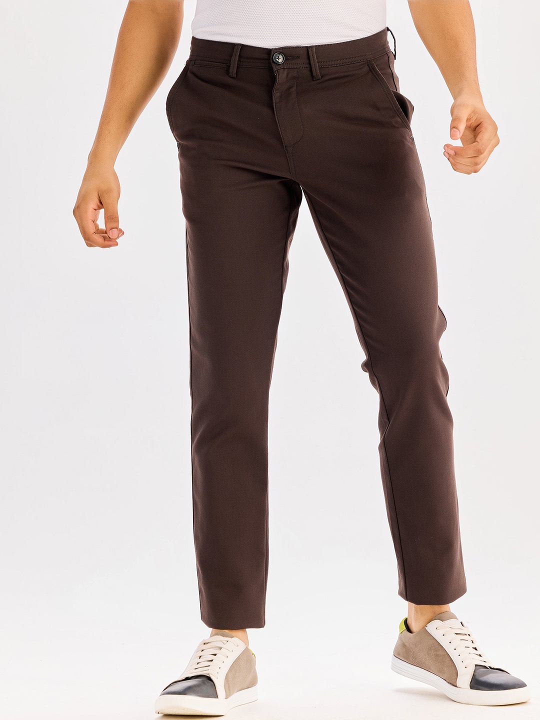 

Red Flame Men Slim Fit Mid-Rise Stretchable Cotton Chinos Trouser, Grey