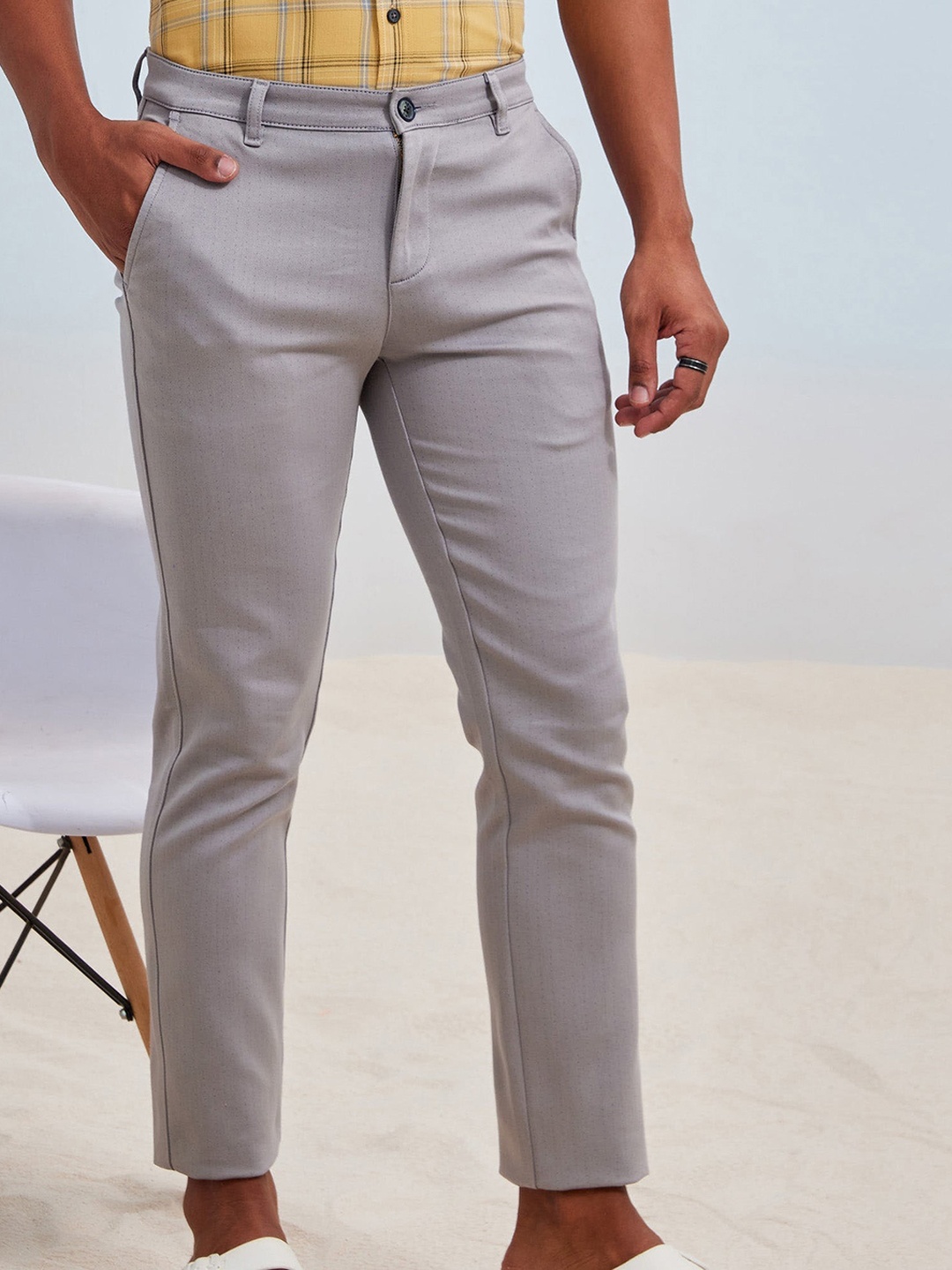 

Red Flame Men Slim Fit Mid-Rise Stretchable Casual Trouser, Grey