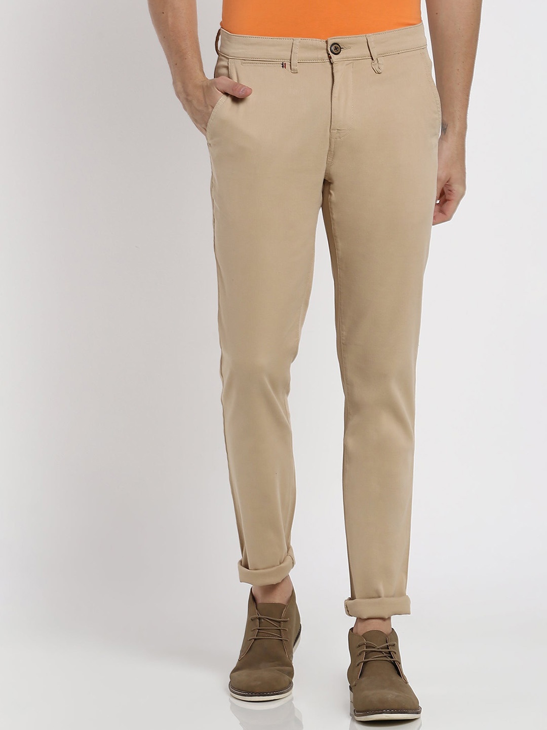 

Red Flame Men Mid Rise Slim Fit Stretchable Regular Trouser, Cream