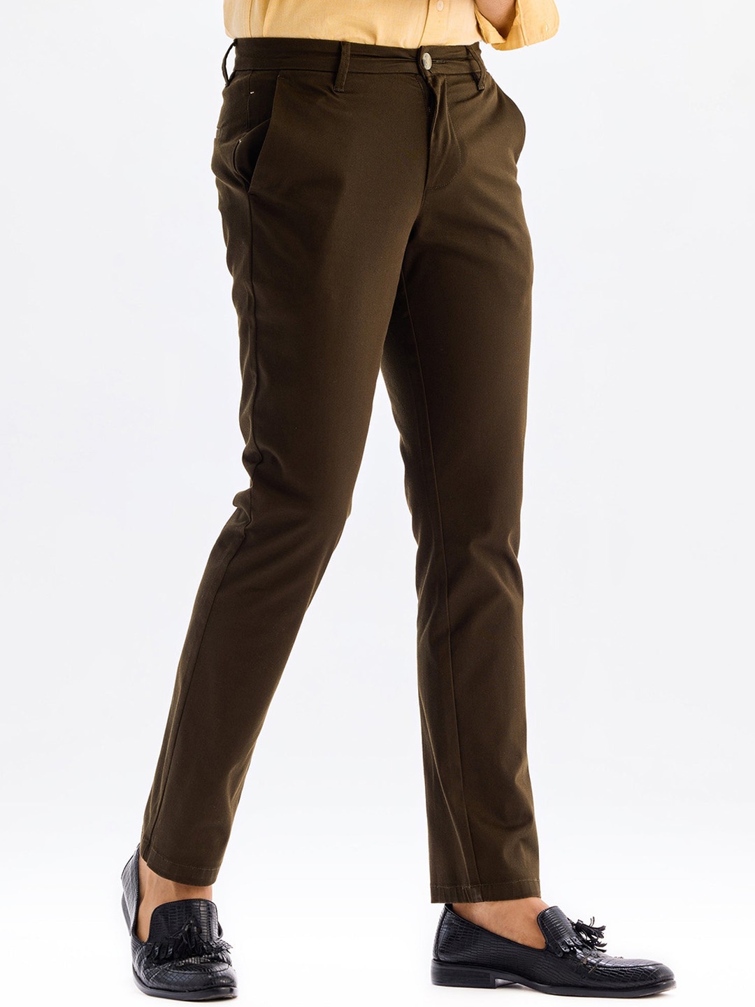 

Red Flame Men Slim Fit Mid Rise Stretchable Regular Trousers, Brown
