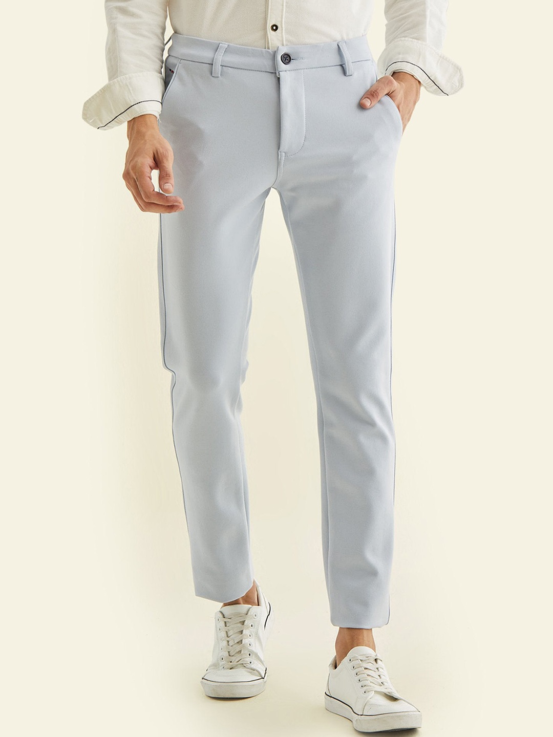 

Red Flame Men Mid-Rise Slim Fit Trousers, Blue