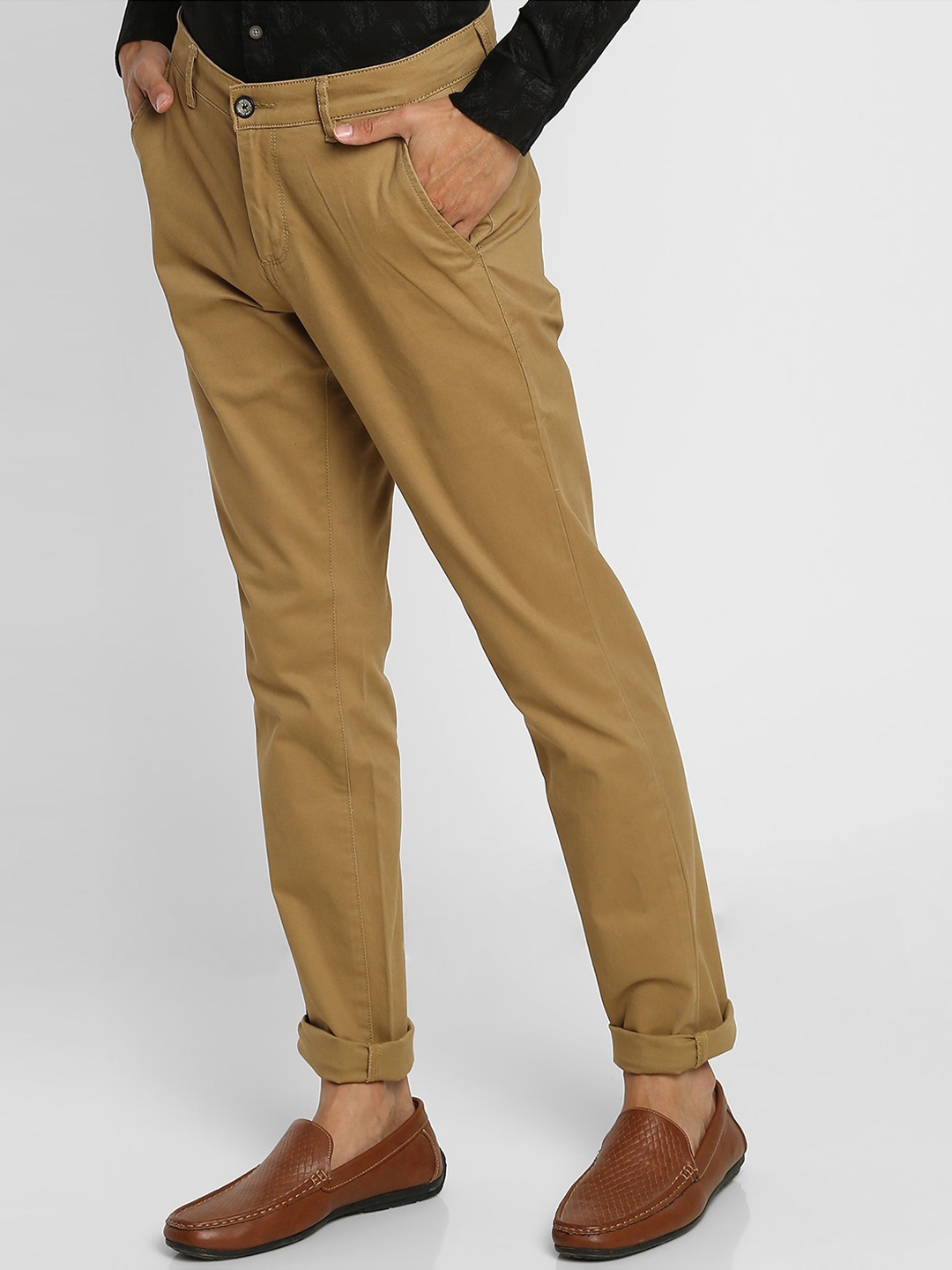 

Red Flame Men Slim Fit Chinos Stretchable Cotton Trousers, Khaki