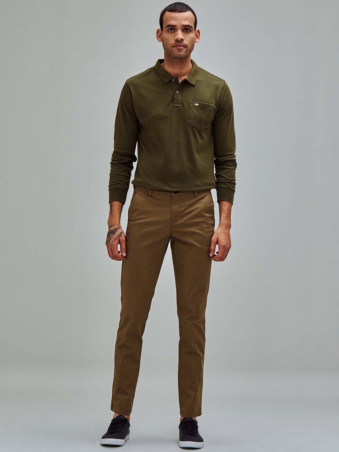 

Red Flame Men Nylon Slim Fit Cotton Trousers, Khaki