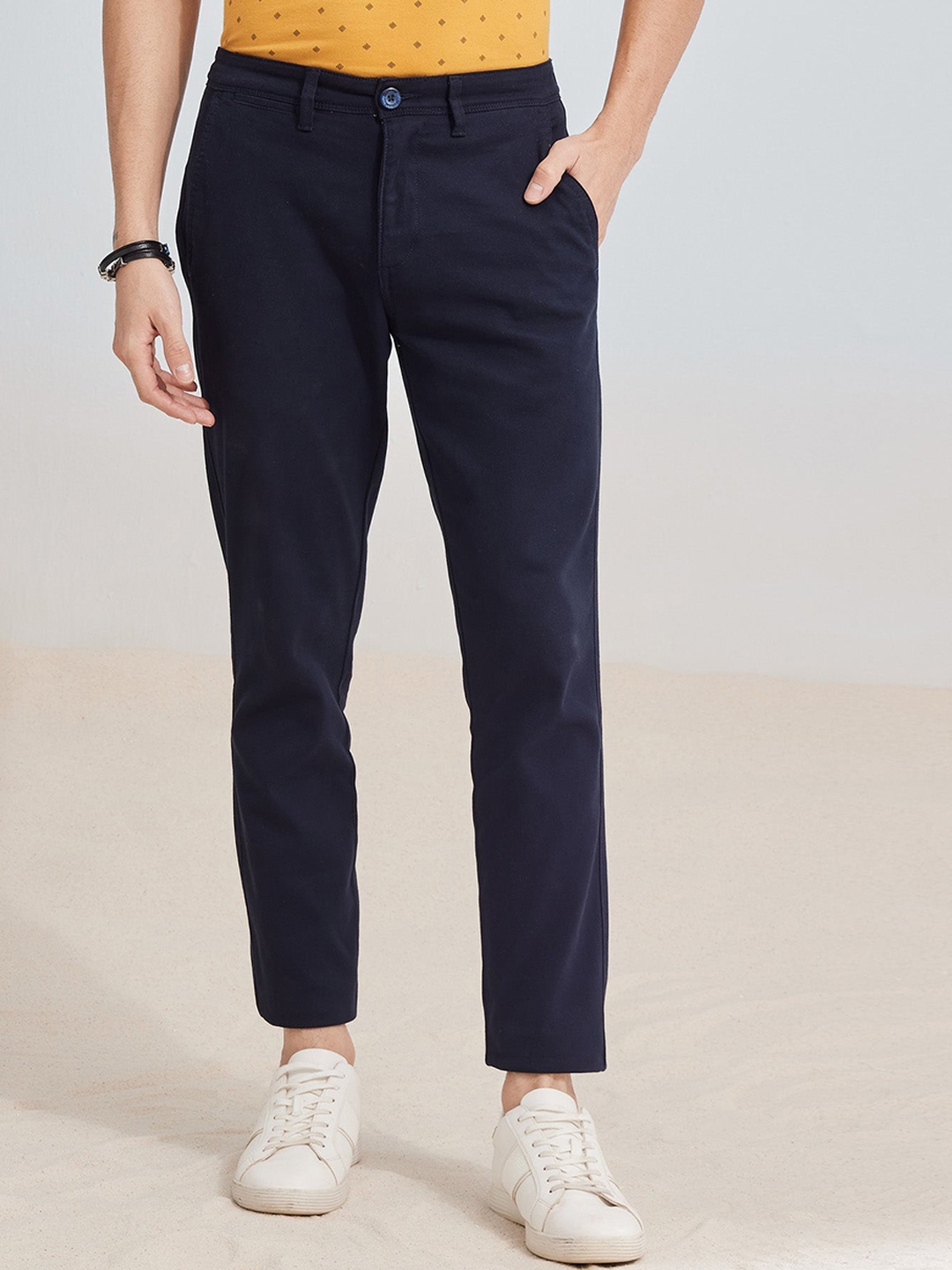 

Red Flame Men Mid-Rise Stretchable Casual Trousers, Navy blue