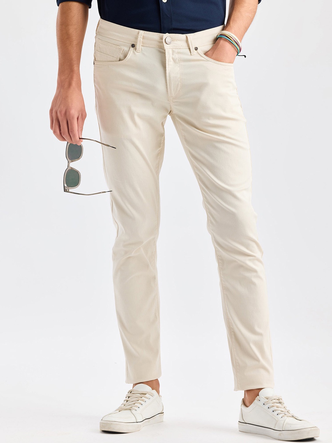 

DAGERRFLY Men Slim Fit Stretchable Casual Cargos Trouser, Cream