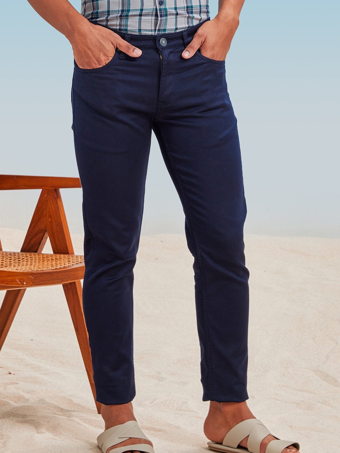 

DAGERRFLY Men Slim Fit Stretchable Chinos Casual Trouser, Navy blue
