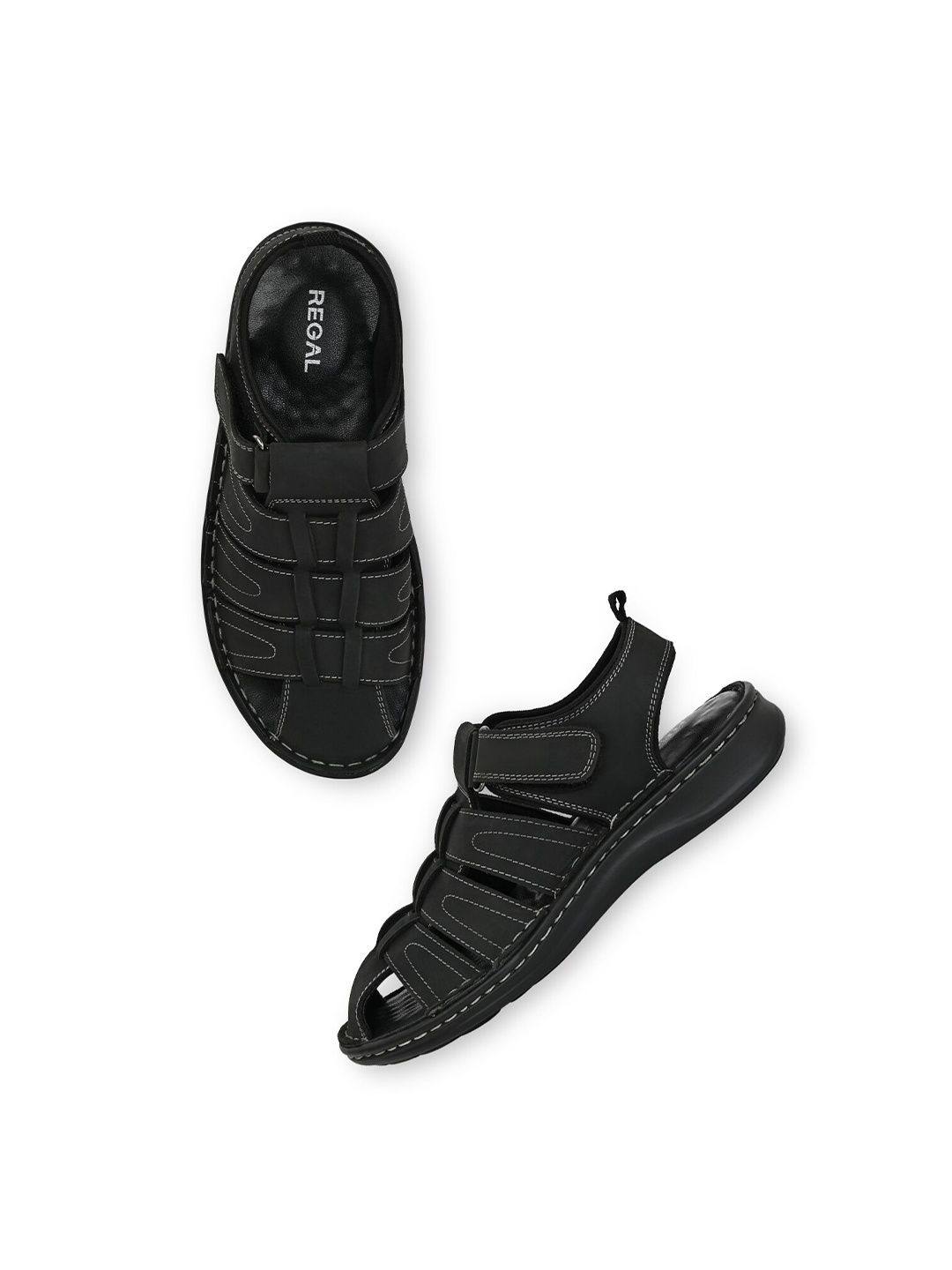 

Regal Men Leather Fisherman Sandals, Black
