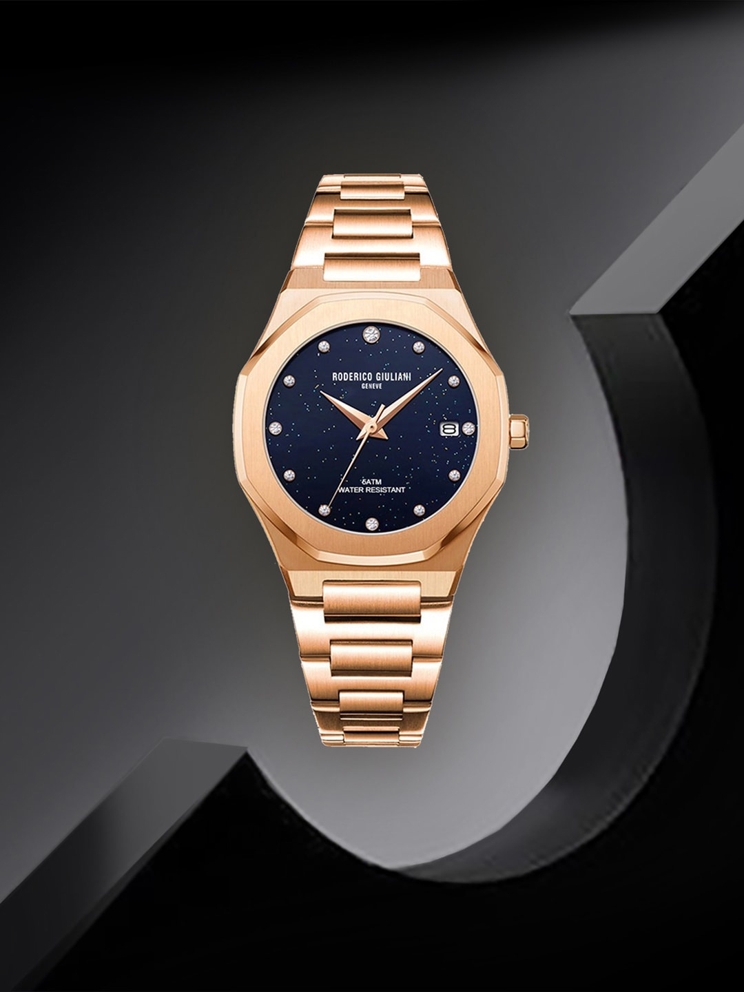 

RODERICO GIULIANI Unisex Embellished Bracelet Style Straps Analogue Watch RG-WSTA71000003, Rose gold