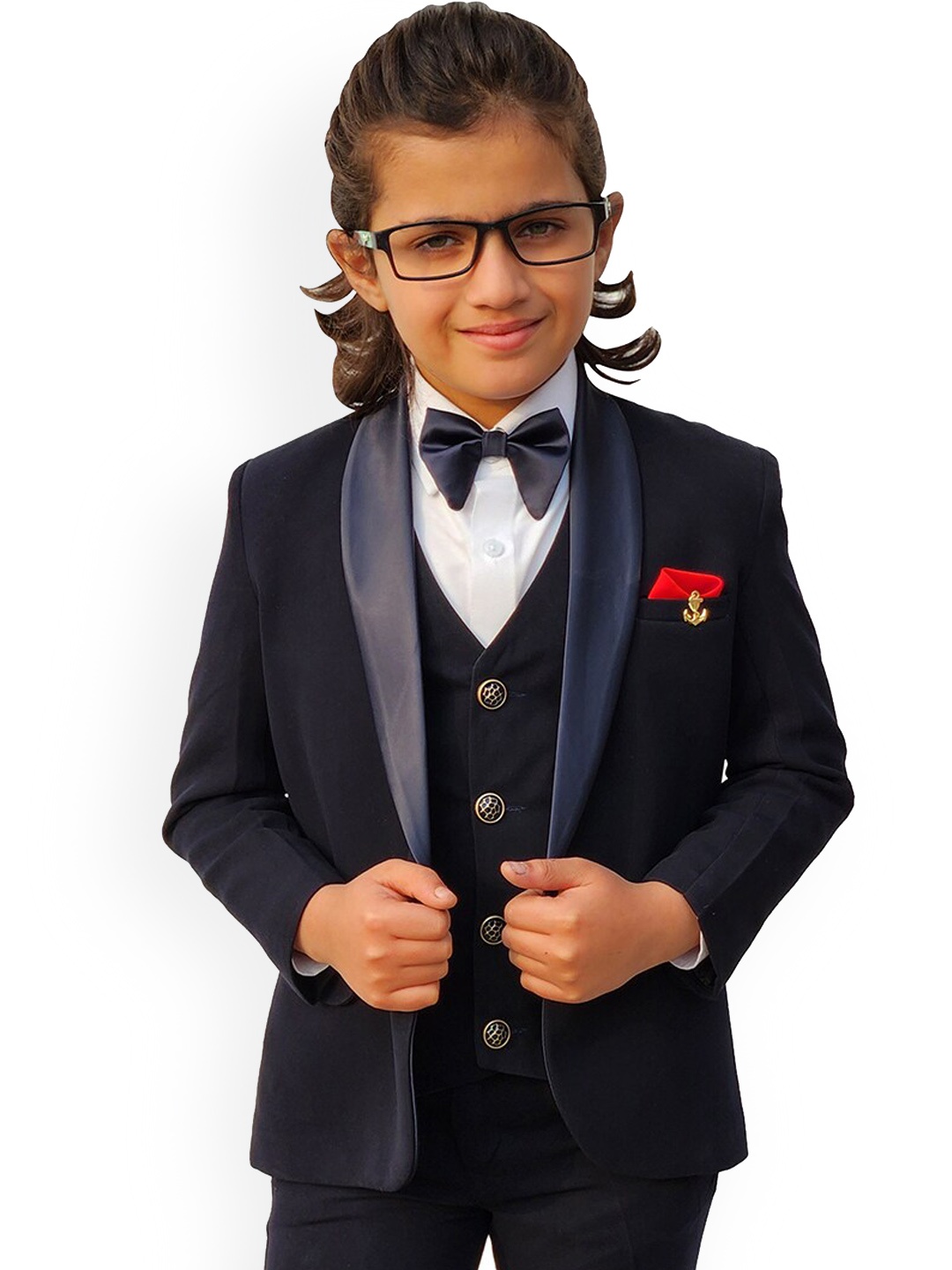 

BAESD Boys Single-Breasted Five-Piece Party Suits, Navy blue