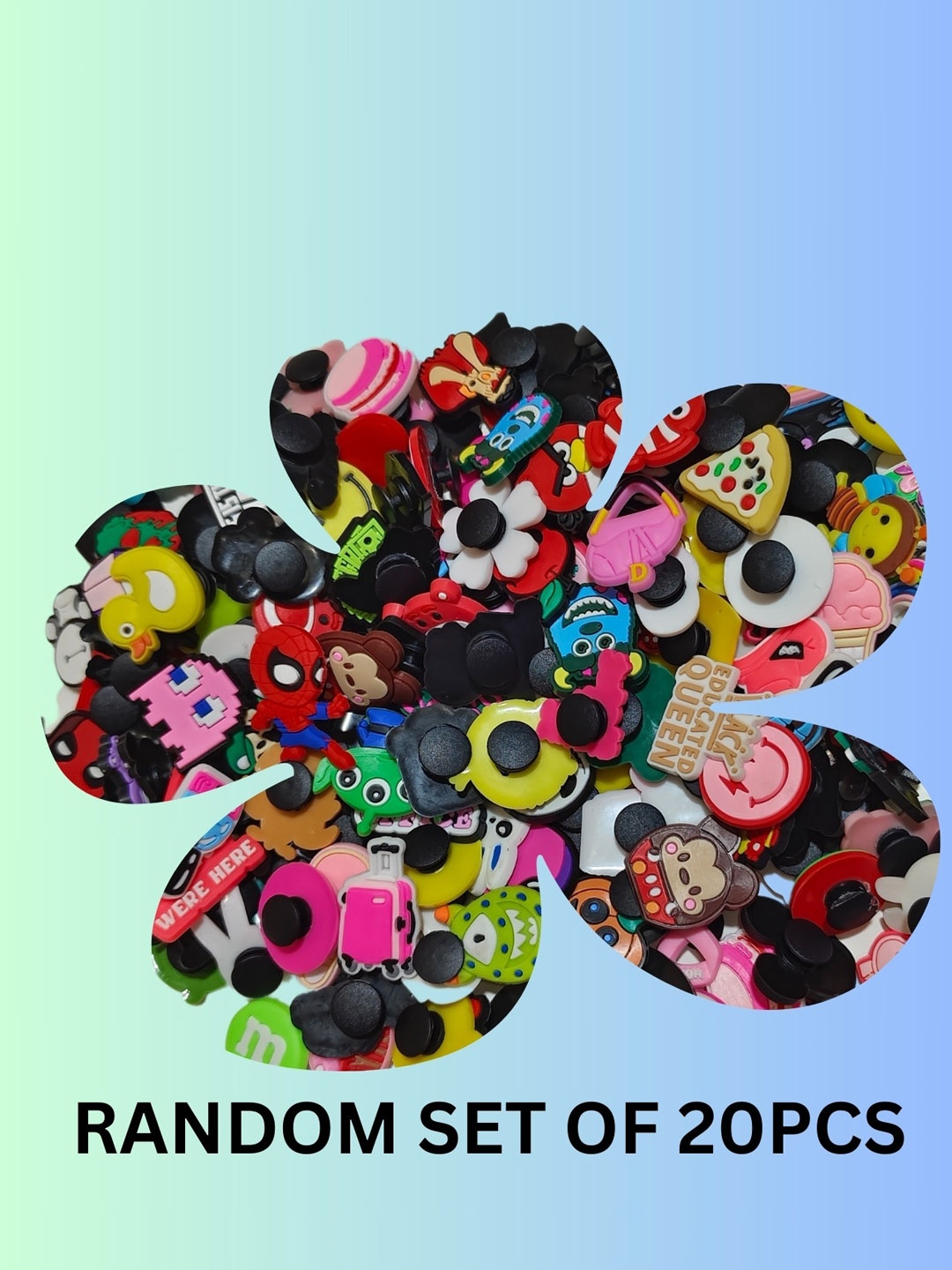 

Pinapes Unisex Set OF 20 Quirky Decor Shoe Charms, Black
