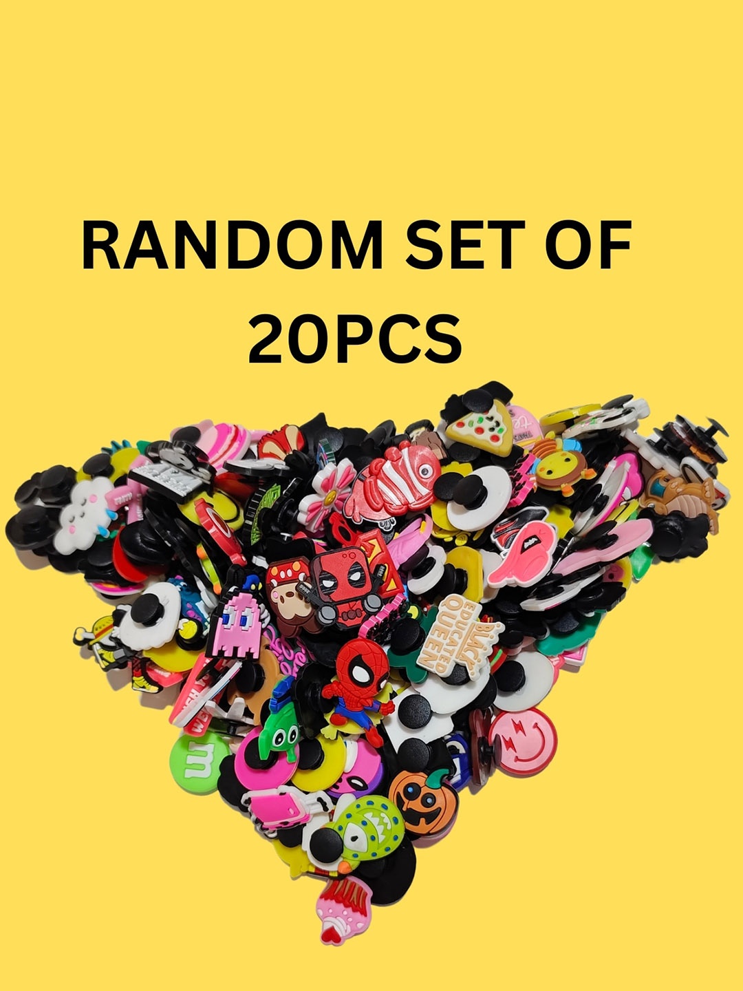 

Pinapes Unisex Set OF 20 Quirky Decor Shoe Charms, Black