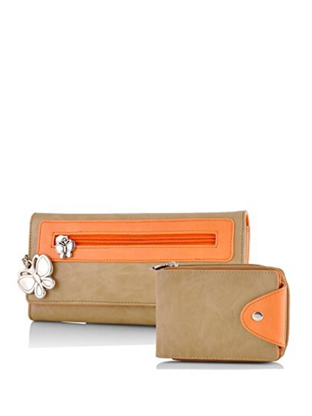 

Butterflies Women Set Of 2 Two Fold Wallets, Beige