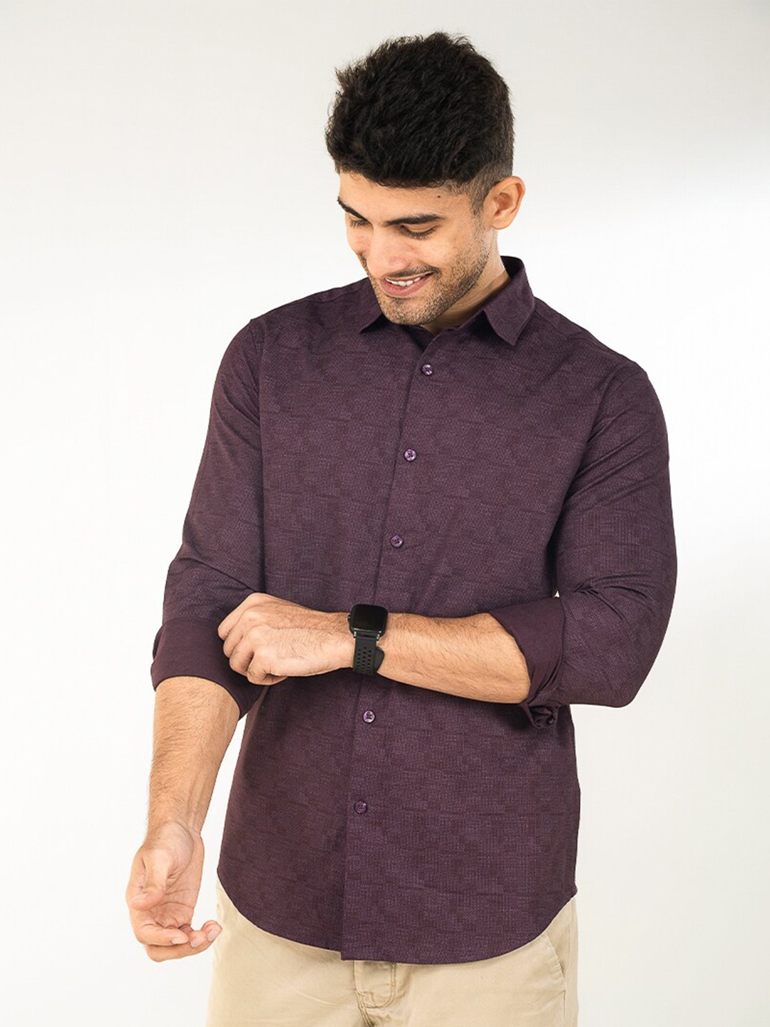 

The Bleu Label Classic Slim Fit Micro Ditsy Printed Casual Shirt, Purple