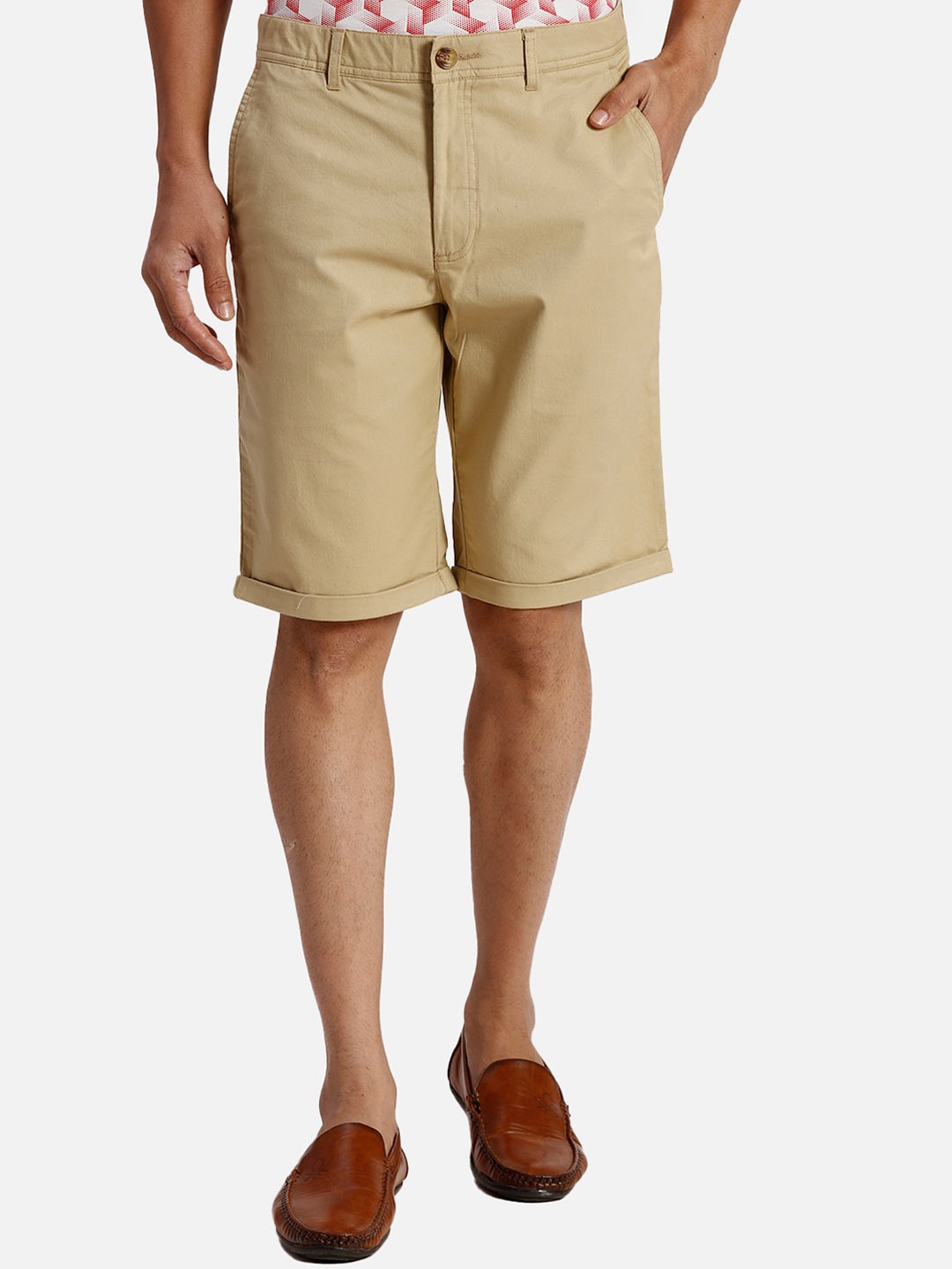 

ColorPlus Men Mid-Rise Regular Shorts, Brown