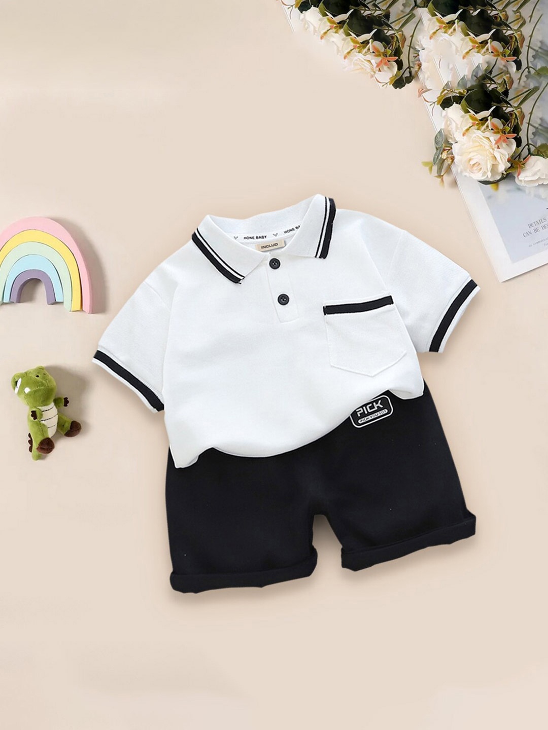 

INCLUD Boys Pure Cotton T-shirt With Shorts, White