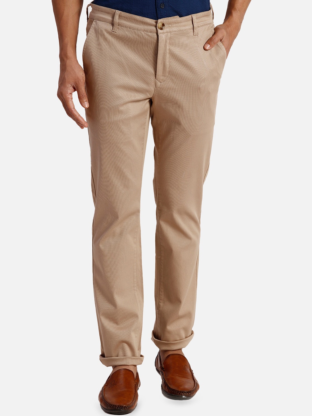 

ColorPlus Men Slim Fit Chinos Trousers, Beige