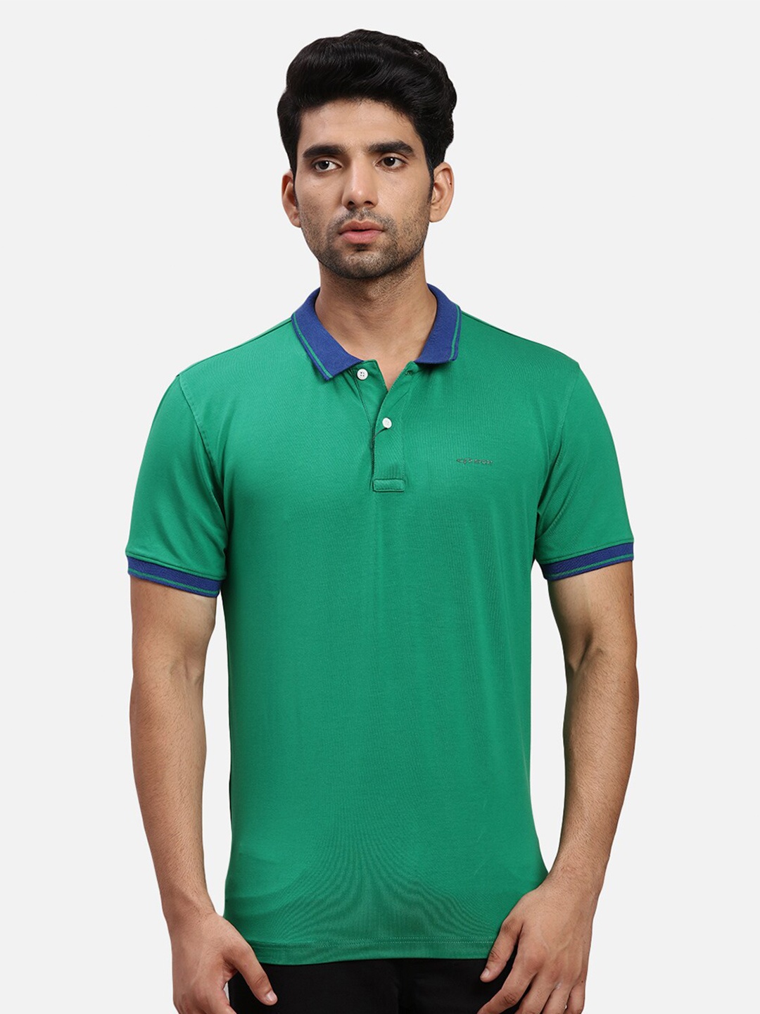 

ColorPlus Modal Polo Collar Short Sleeves Applique T-shirt, Green