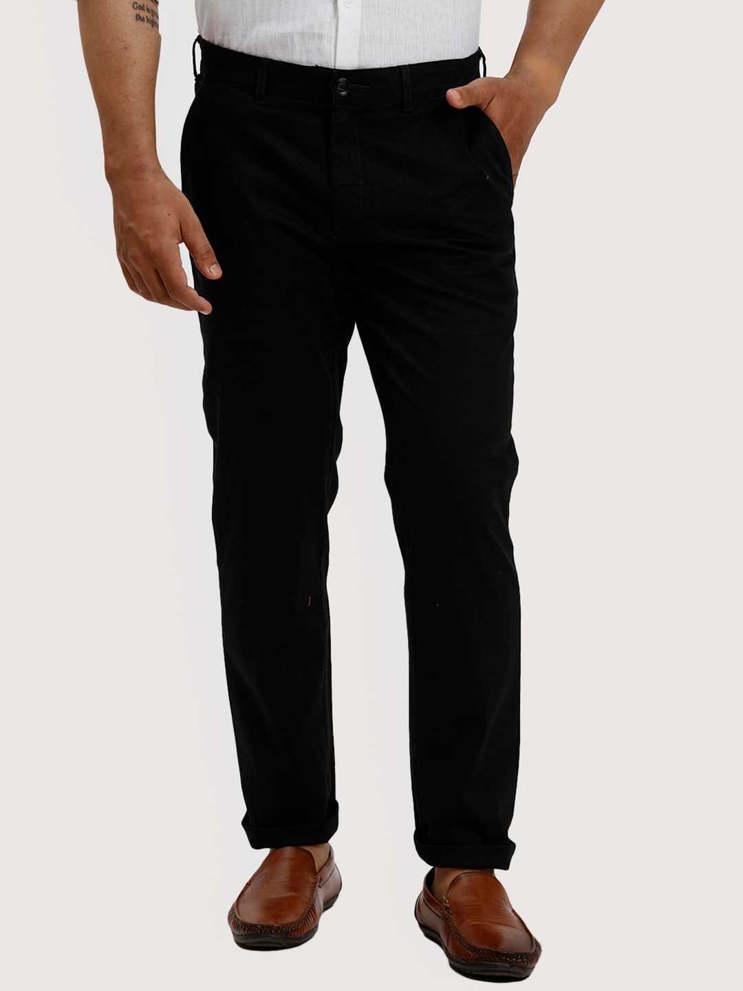 

ColorPlus Men Regular Fit Cotton Chinos Trouser, Black