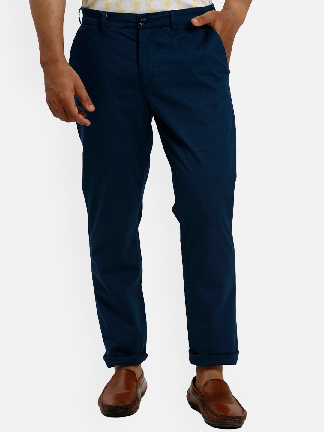 

ColorPlus Men Slim Fit Chinos Trousers, Blue