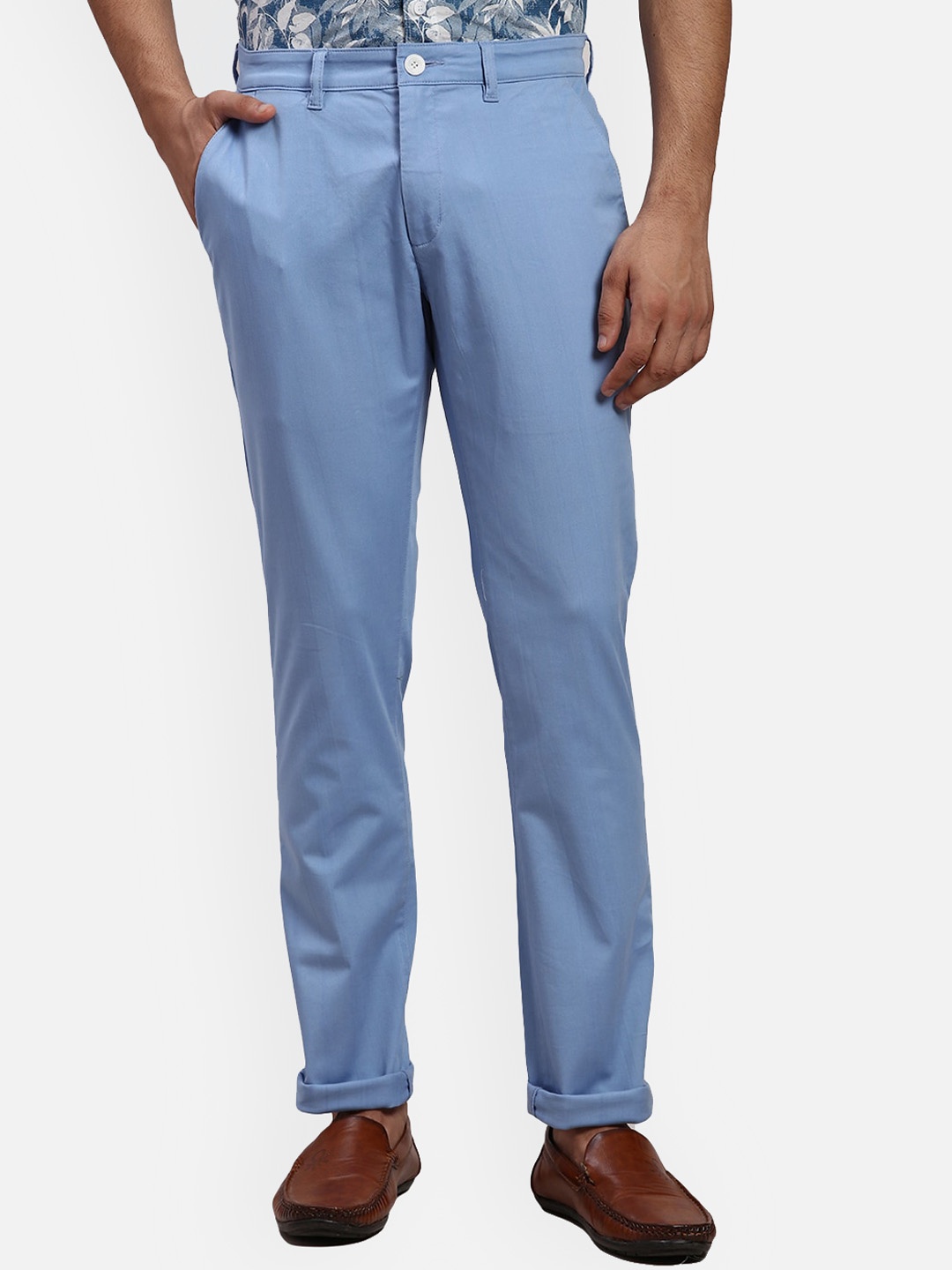 

ColorPlus Men Slim Fit Chinos Trousers, Blue
