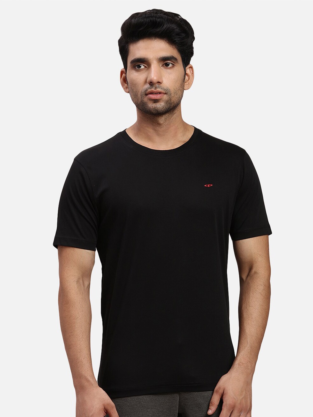 ColorPlus Round Neck Regular Fit Cotton Casual T-shirt, Black