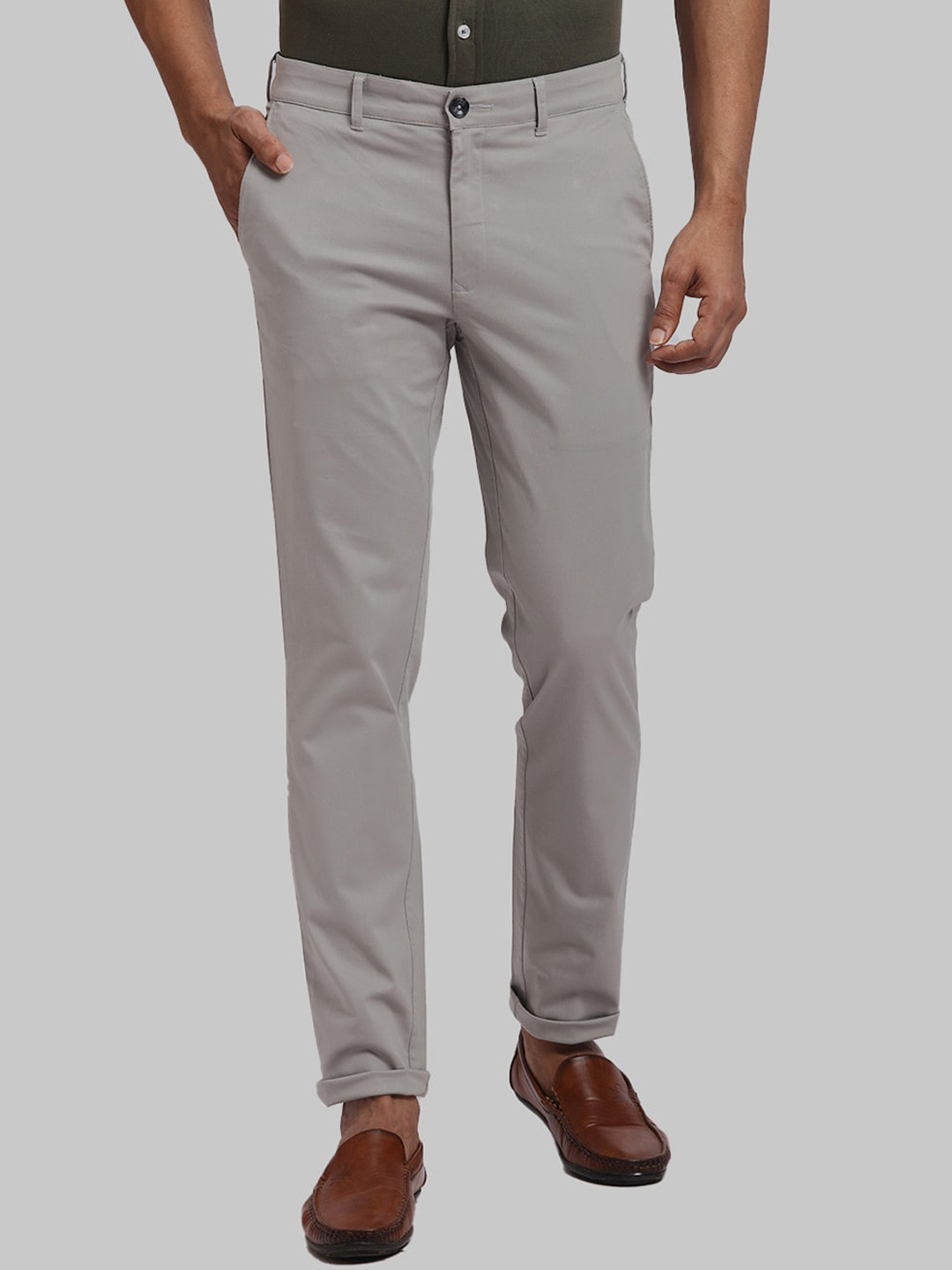 

ColorPlus Men Mid-Rise Trousers, Grey