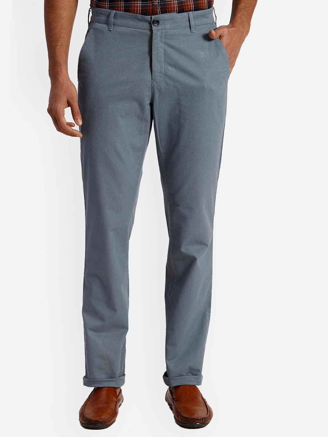 

ColorPlus Men Slim Fit Chinos Trousers, Grey