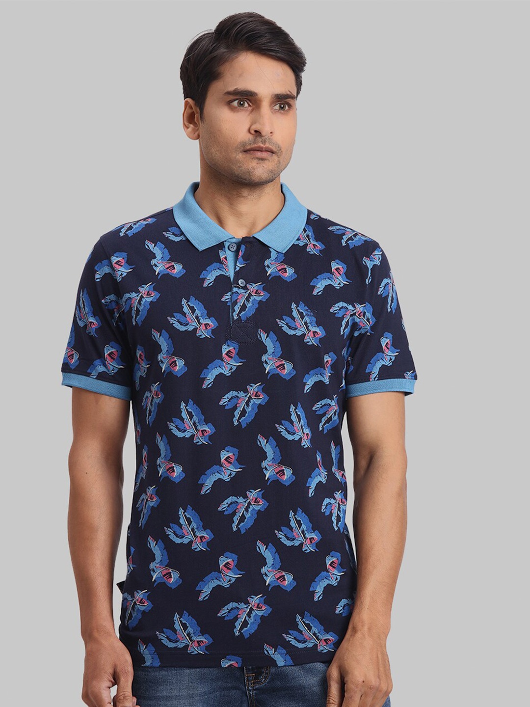 

ColorPlus Graphic Printed Cotton Polo Collar Short Sleeves Pockets T-shirt, Blue