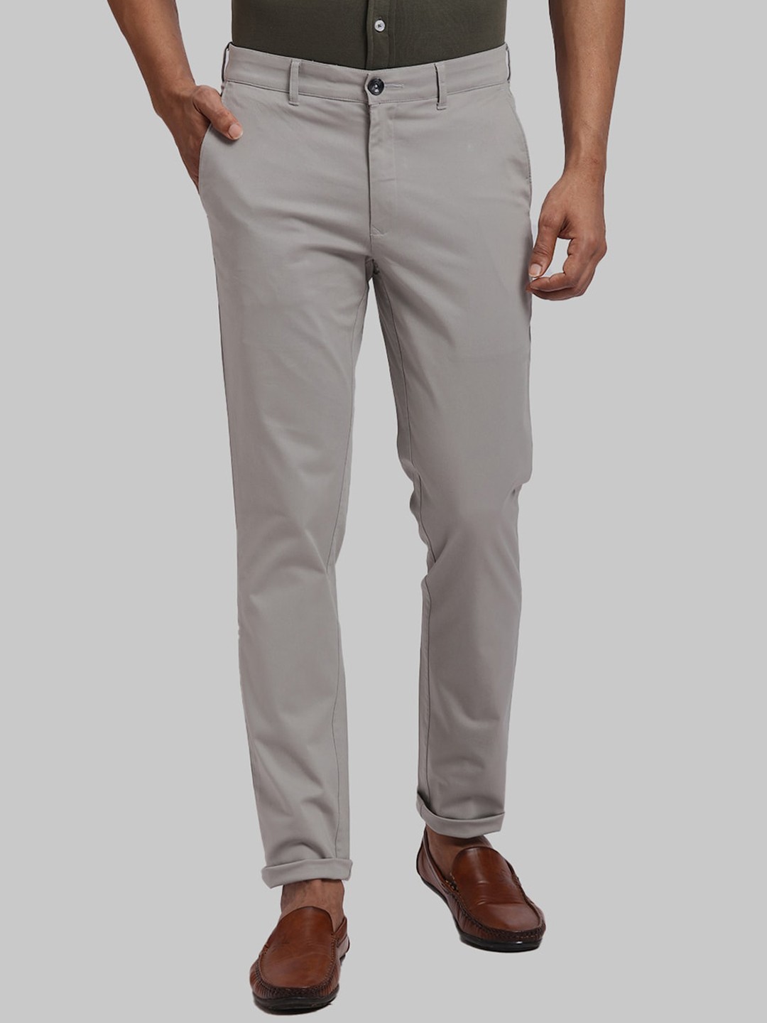 

ColorPlus Men Slim Fit Casual Trouser, Grey