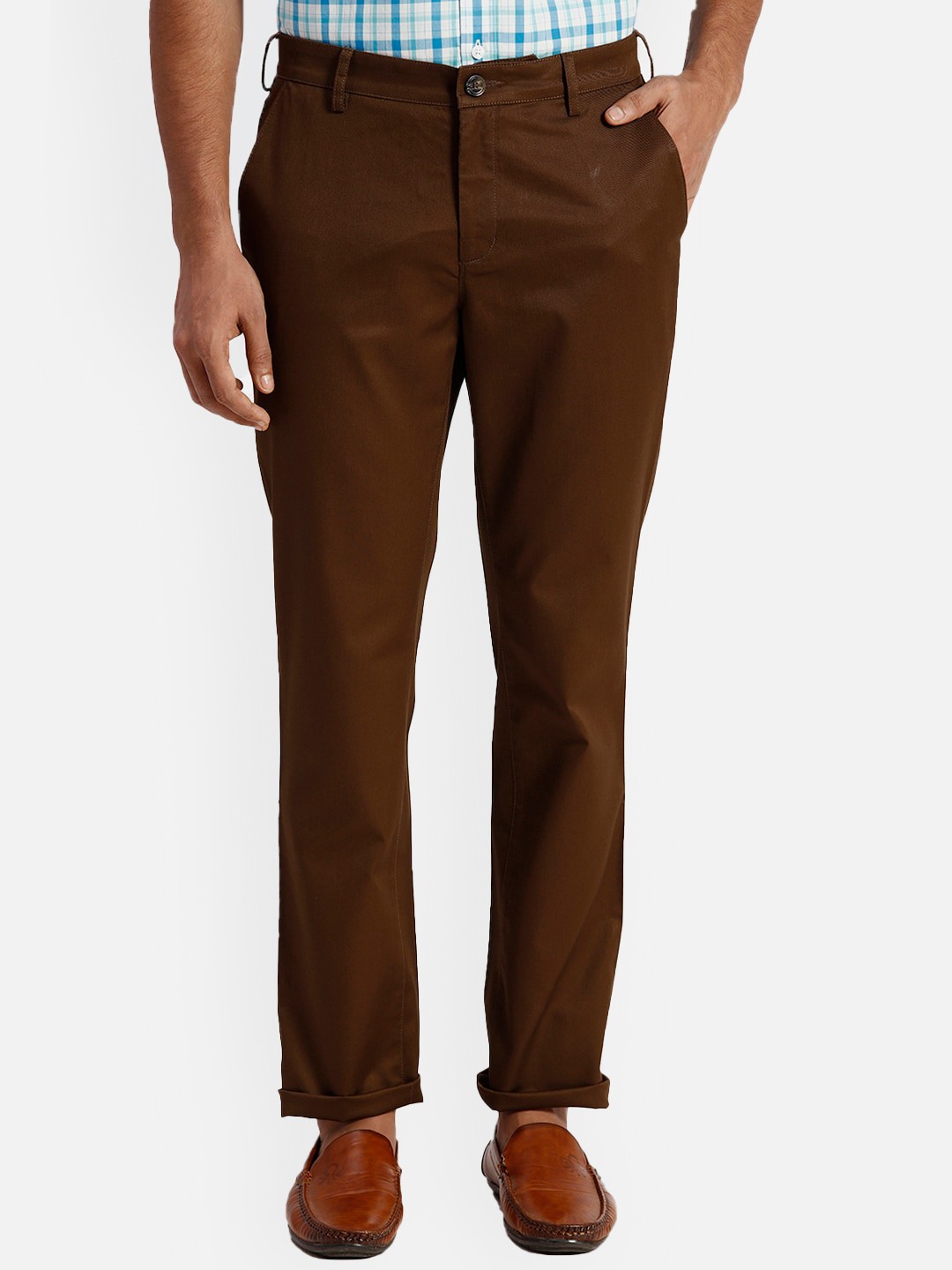 

ColorPlus Men Slim Fit Cotton Trousers, Brown