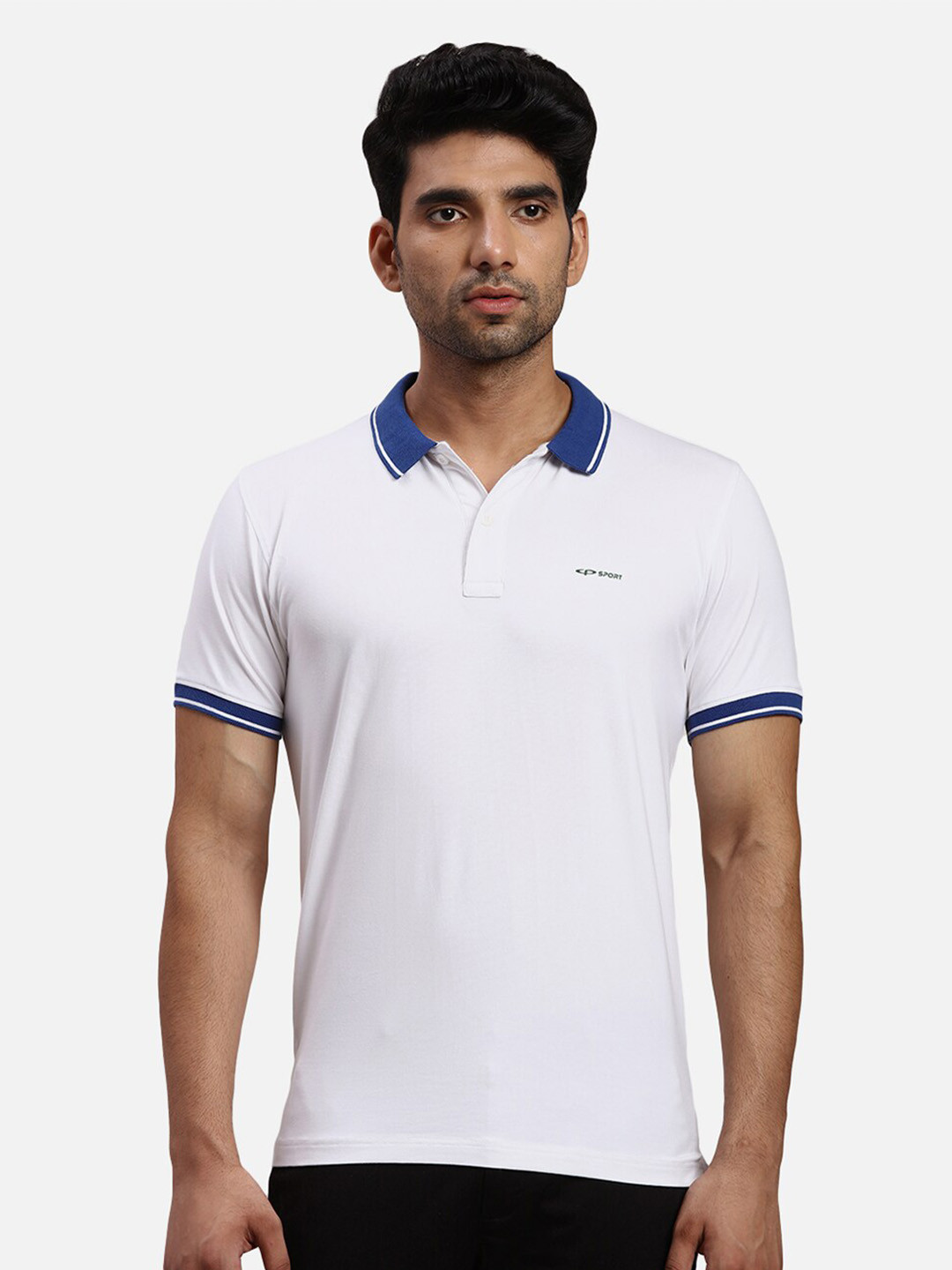 

ColorPlus Modal Polo Collar Short Sleeves Regular Fit Applique T-shirt, White